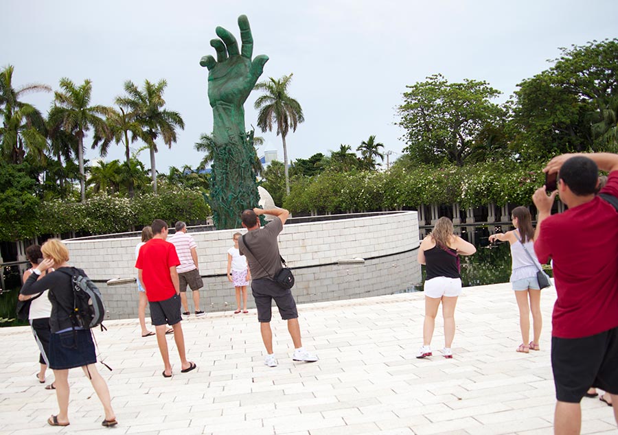 The Holocaust Memorial Miami Beach: Group taking photos at the Holocaust Memorial